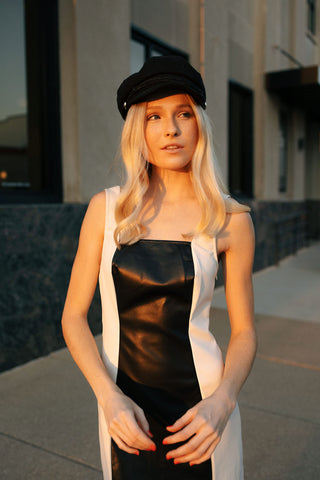 Faux Leather Colorblock Dress *final sale