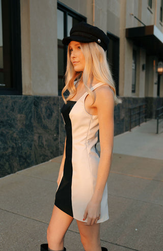 Faux Leather Colorblock Dress *final sale