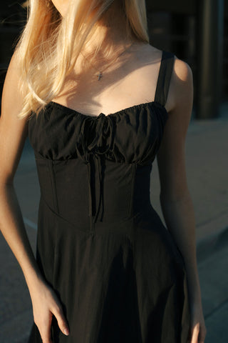 Bustier Midi Dress, Black *final sale*