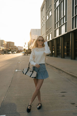 Bubble Hem Denim Skirt