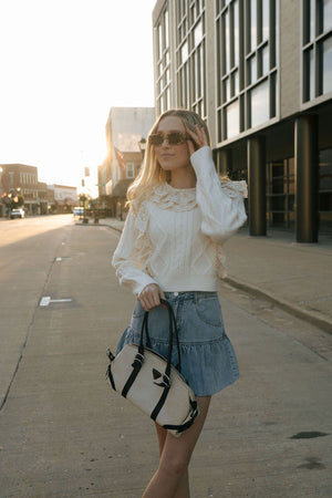 Bubble Hem Denim Skirt