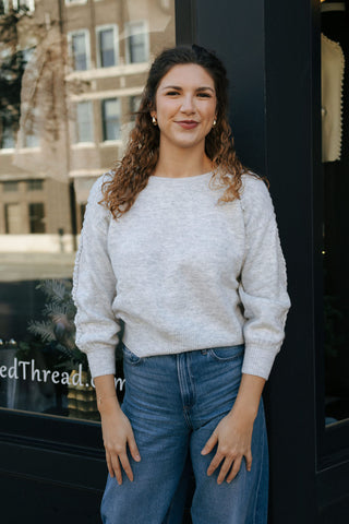 Braided Sweater, Grey