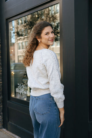 Braided Sweater, Grey