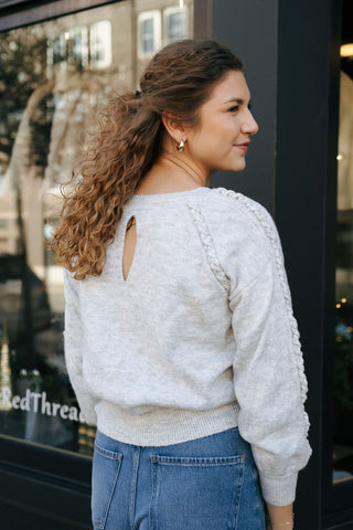 Braided Sweater, Grey