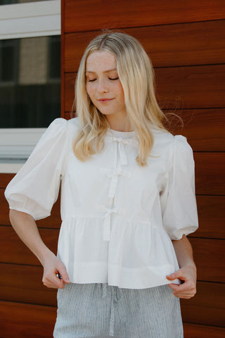 Bow Front Top, White