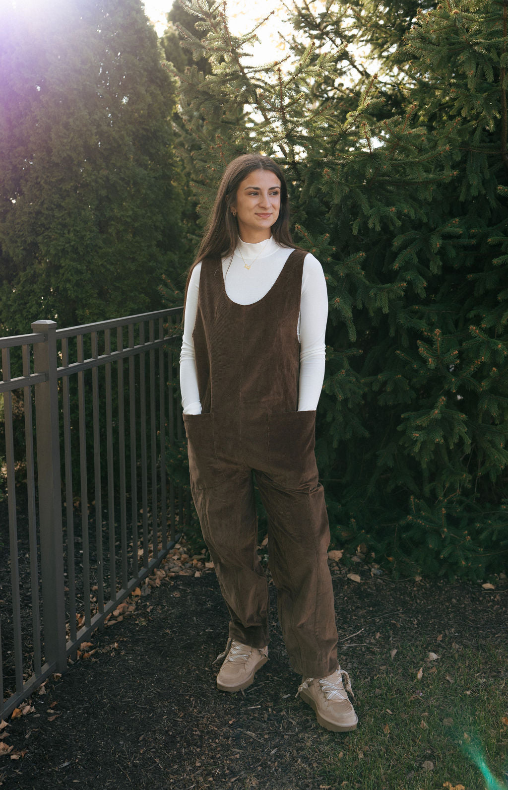 Cord Jumpsuit, Brown