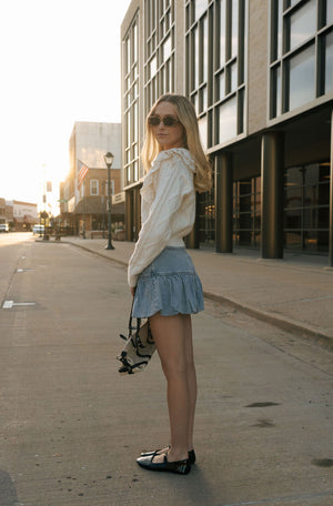 Bubble Hem Denim Skirt