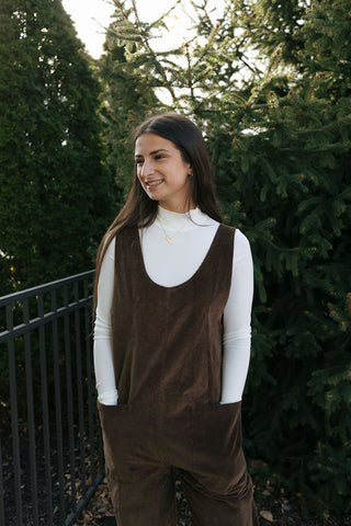 Cord Jumpsuit, Brown *final sale*