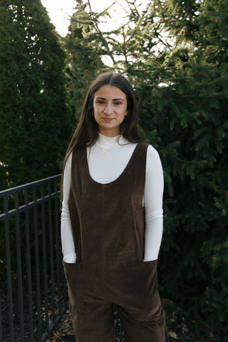 Cord Jumpsuit, Brown *final sale*