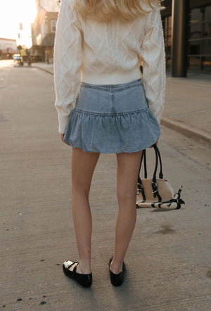 Bubble Hem Denim Skirt