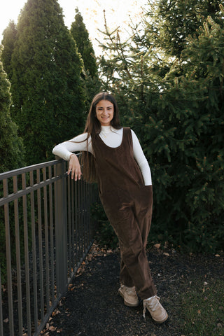 Cord Jumpsuit, Brown *final sale*