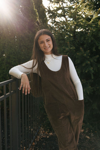 Cord Jumpsuit, Brown *final sale*