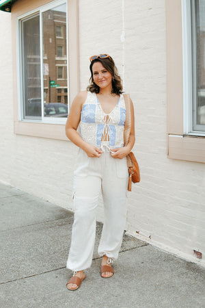 Mixed Lace Vest, Blue