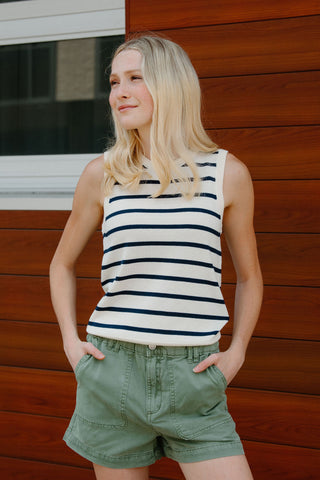 Elsa Tank, Navy Stripe