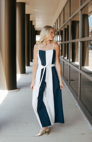 Navy Stripe Jumpsuit