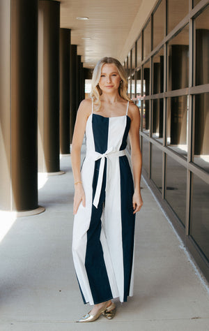 Navy Stripe Jumpsuit