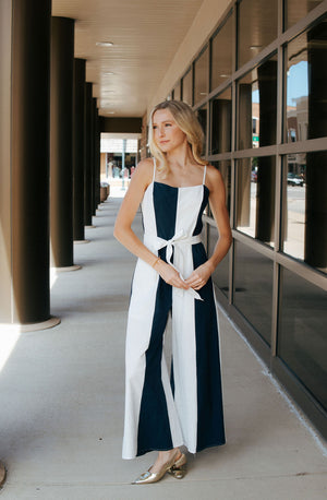 Navy Stripe Jumpsuit