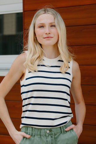 Elsa Tank, Navy Stripe