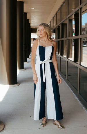 Navy Stripe Jumpsuit