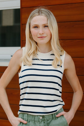 Elsa Tank, Navy Stripe