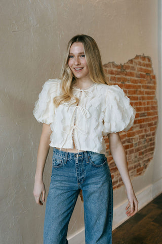 Scalloped Applique Top, Cream