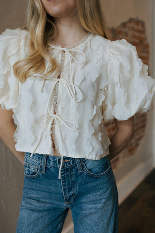 Scalloped Applique Top, Cream