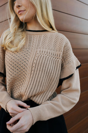 Ruffle Sweater, Brown