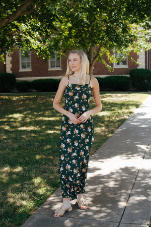 Floral Dress, Hunter Green