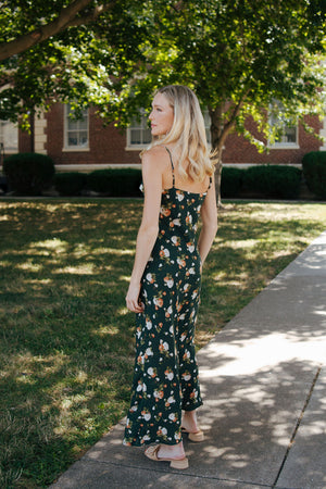 Floral Dress, Hunter Green