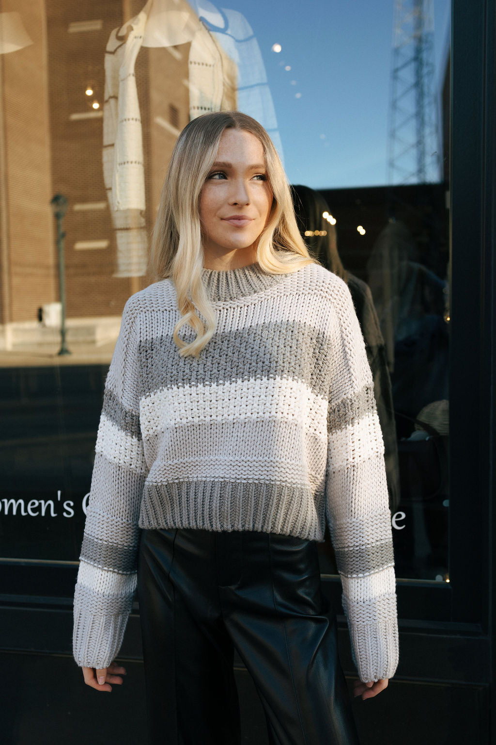 Gray Stripe Sweater