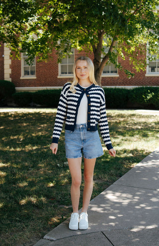 Navy Stripe Cardigan *final sale