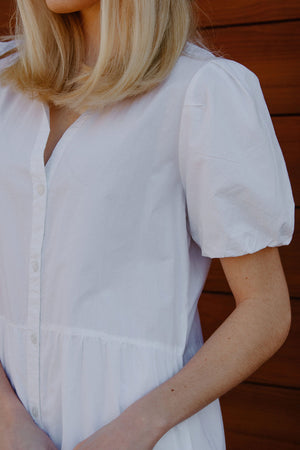 Tiered Shirt Dress, White
