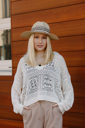 Crochet Sweater, Cream