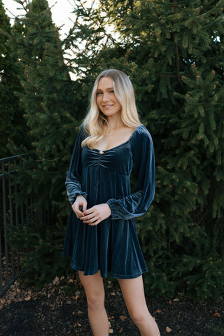 Velvet Dress, Blue