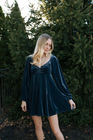 Velvet Dress, Blue