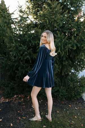 Velvet Dress, Blue