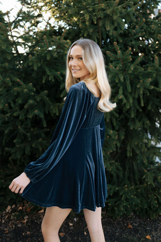 Velvet Dress, Blue