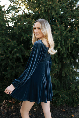 Velvet Dress, Blue