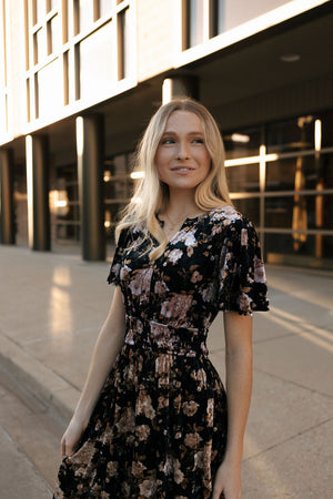 Velvet Floral Dress