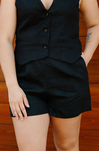 Linen Shorts, Black