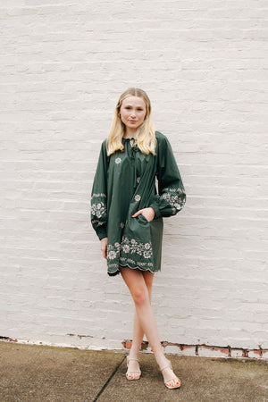 Embroidered Dress, Green