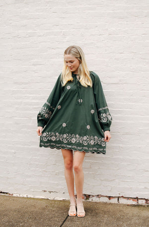 Embroidered Dress, Green