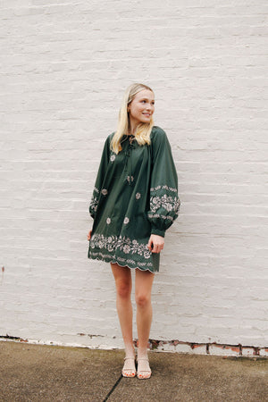 Embroidered Dress, Green