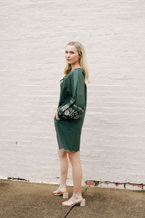 Embroidered Dress, Green