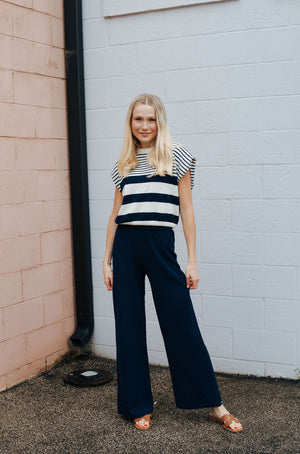 Stripe Sweater Top, Navy