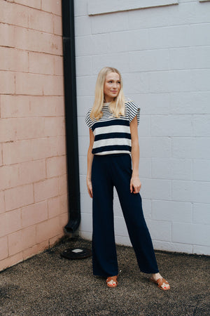 Stripe Sweater Top, Navy