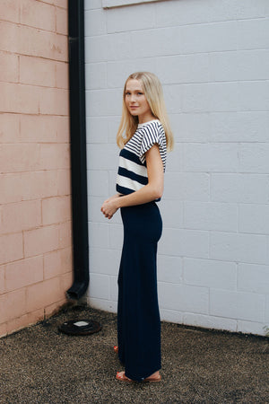 Stripe Sweater Top, Navy