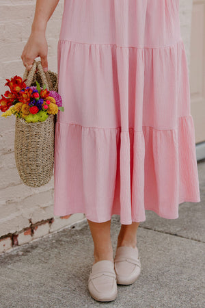 Flutter Sleeve Dress, Pink