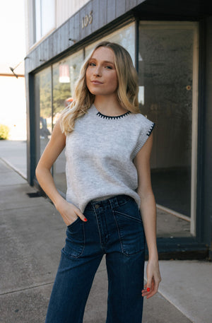 Sweater Vest, Navy Stitch