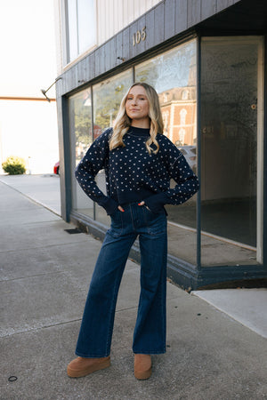 Patterned Sweater, Navy